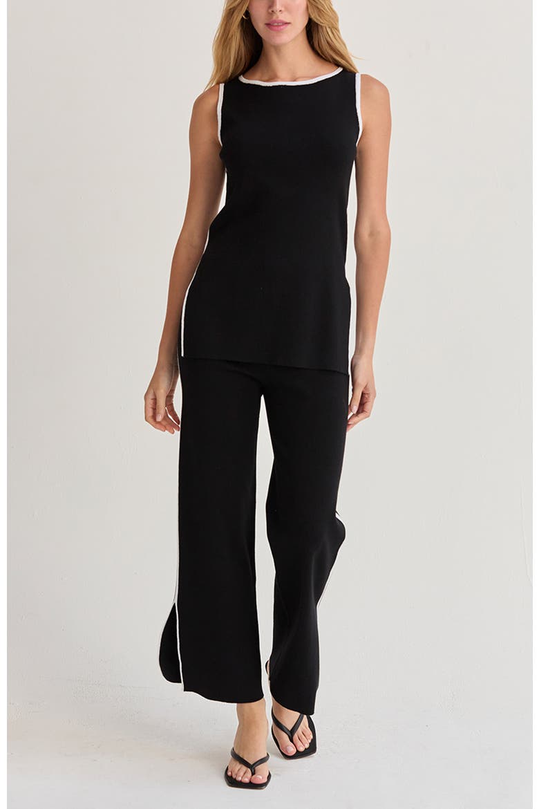 Contrast Pop Sweater Knit Two Piece Set, Main, color, Black/White