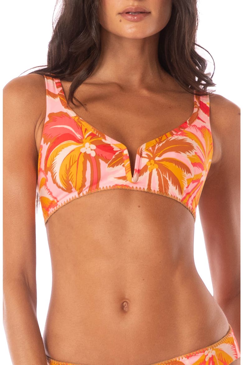 Pink Palms Victoria Reversible Triangle Bikini Top, Main, color, PINK