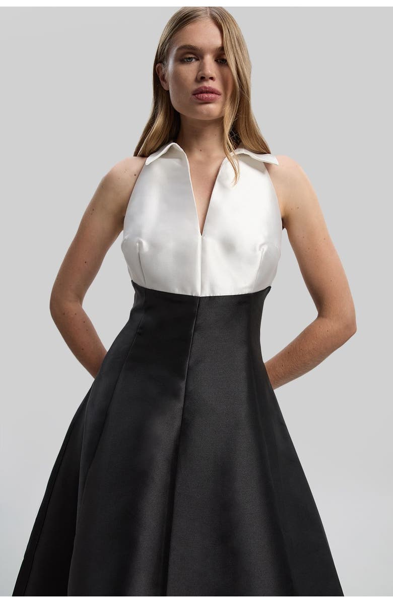 Karen Millen Twill Contrast Tux Tailored Dress, Alternate, color, Mono