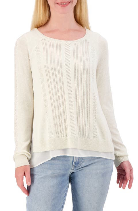 Mixed Media Lurex Crew Sweater