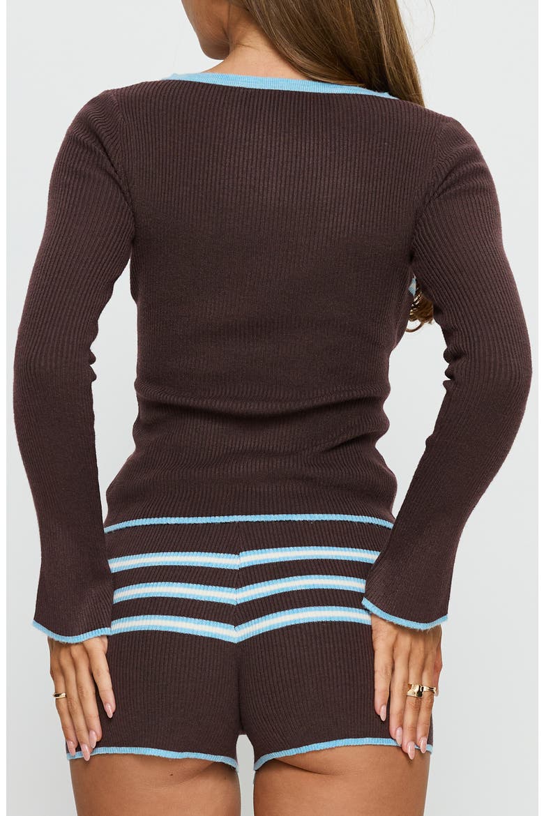 Beverlea Stripe Rib Cardigan, Alternate, color, BROWN / BLUE STRIPE