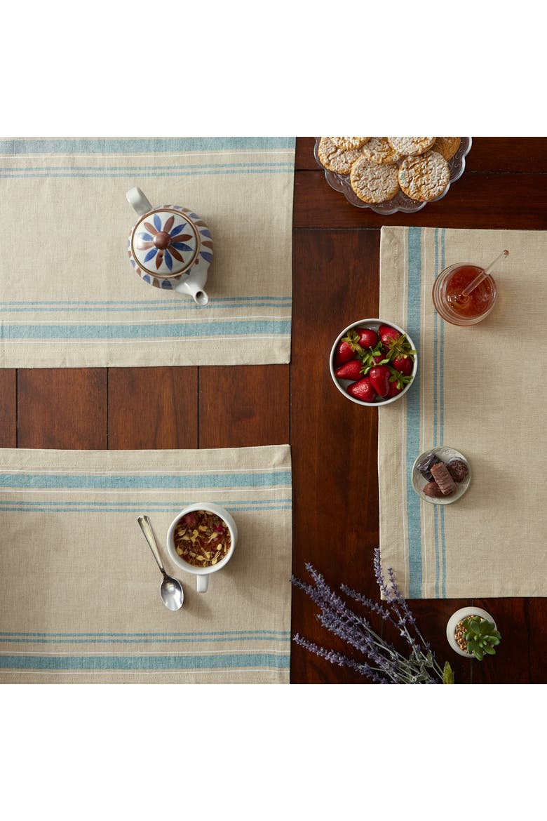 French Stripe Placemat Set/6, Alternate, color, Teal