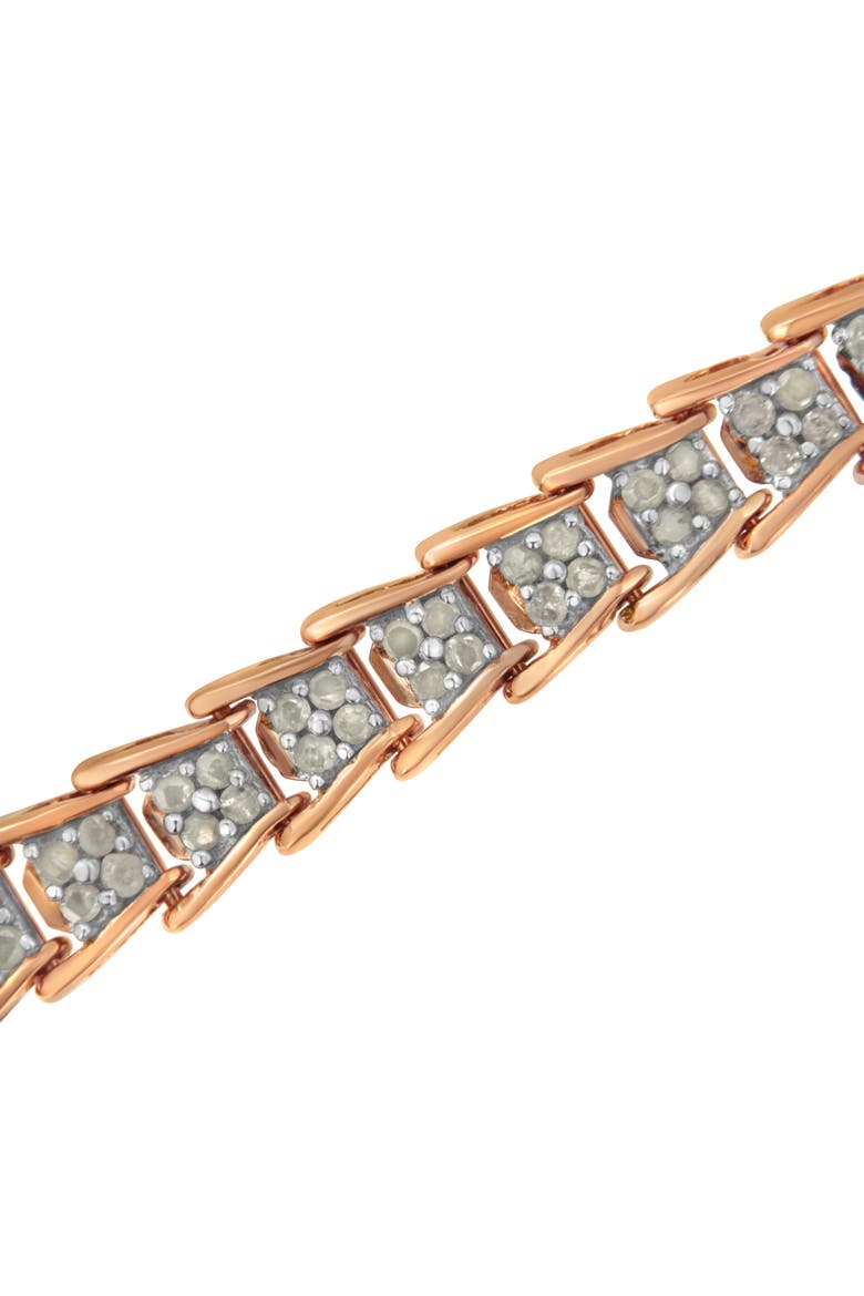 Silver 2.0 Cttw Diamond Fan-Shaped Fancy Chevron Link Tennis Bracelet, Alternate, color, Rose