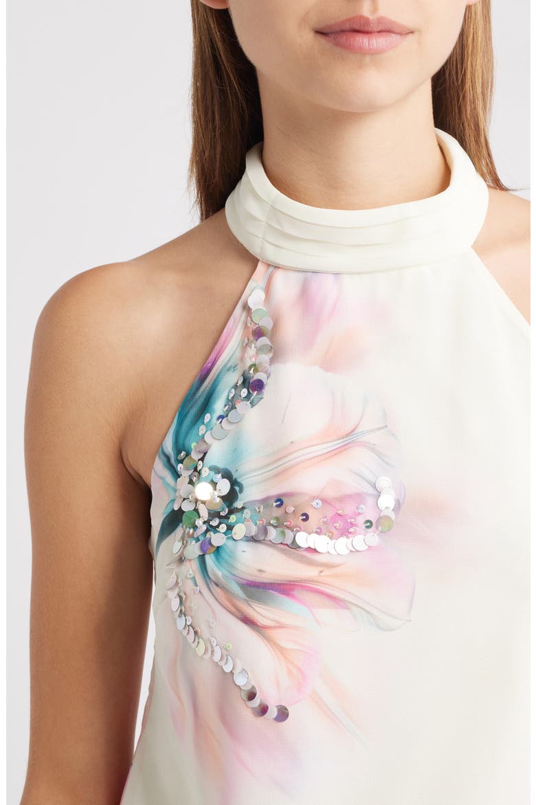 Floral Embellished Mock Neck Top, Alternate, color, WHITE