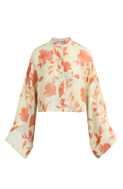Favorite Daughter The Belle Of The Ball Sheer Button-up Shirt In Moonbeam Floral