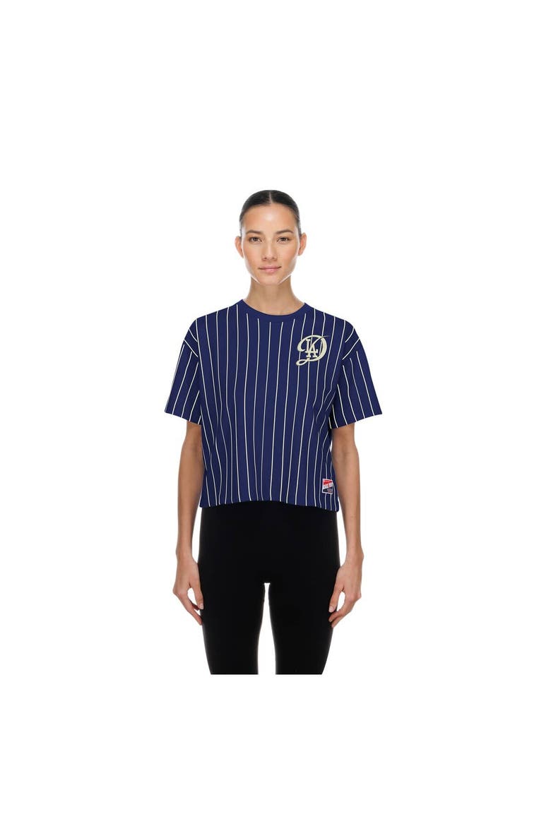 Women's New Era  Navy Los Angeles Dodgers City Connect Throwback Meshback Pinstripe Boxy T-Shirt, Main, color, Navy