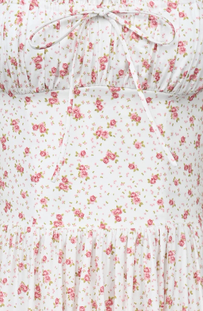 HOUSE OF CB Livia Ditsy Floral Print Stretch Cotton Midi Dress, Alternate, color, White Ditsy