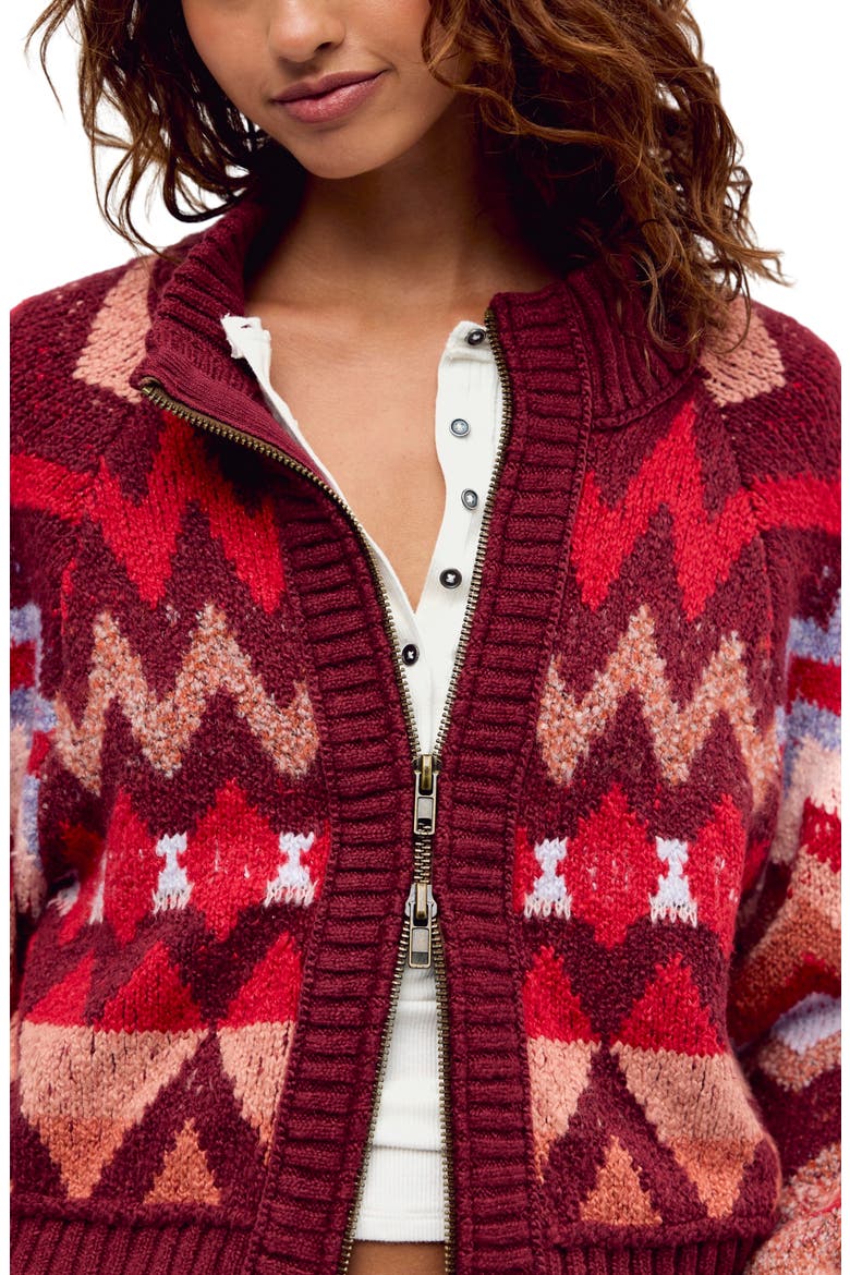 Sundazed Jacquard Cardigan, Alternate, color, CRIMSON FROST