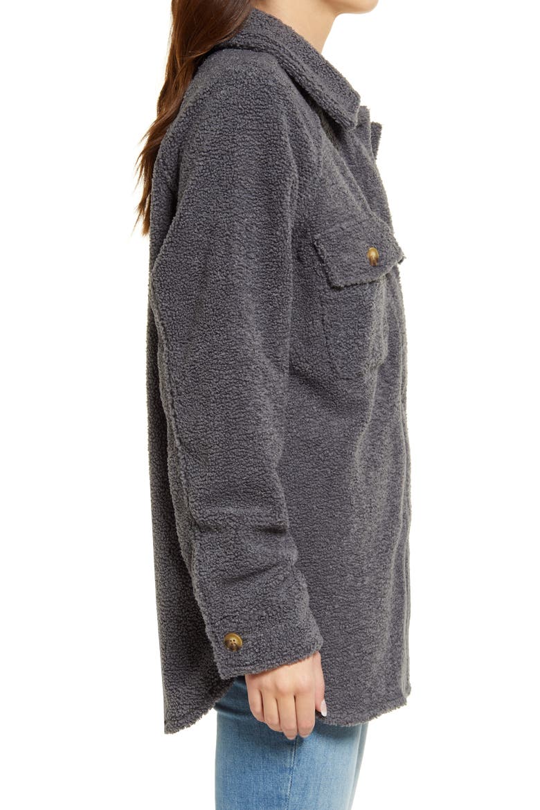 High Pile Fleece Shirt Jacket, Alternate, color, GREY CHARCOAL