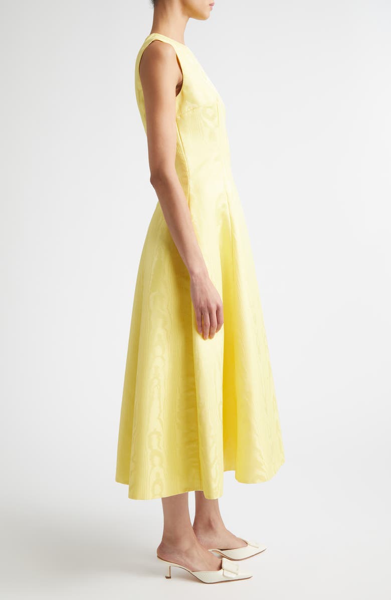 Emilia Wickstead Mara Mikado Midi Dress, Alternate, color, Lemon