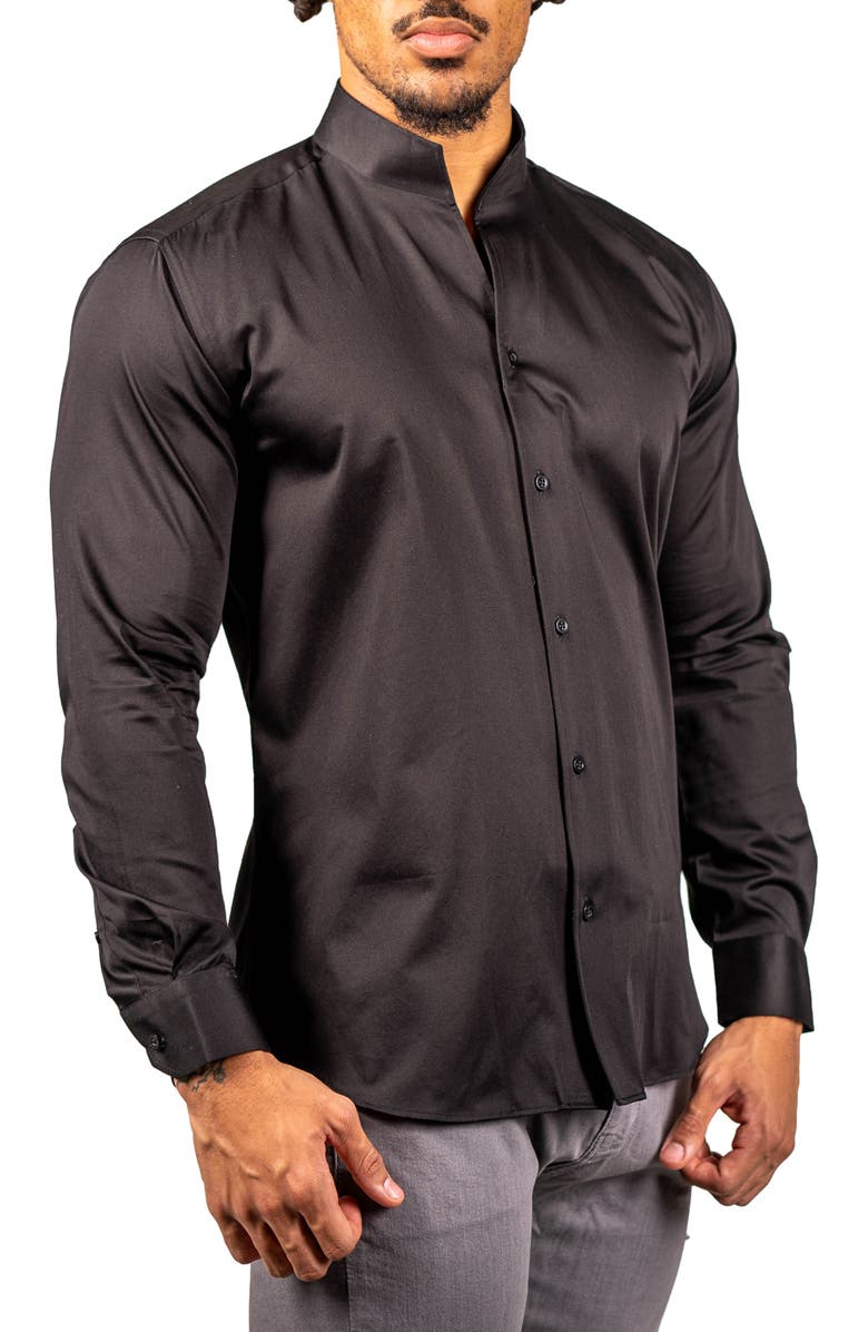 Maceoo Ceremony Prince Cotton Button-Up Shirt, Alternate, color, Black