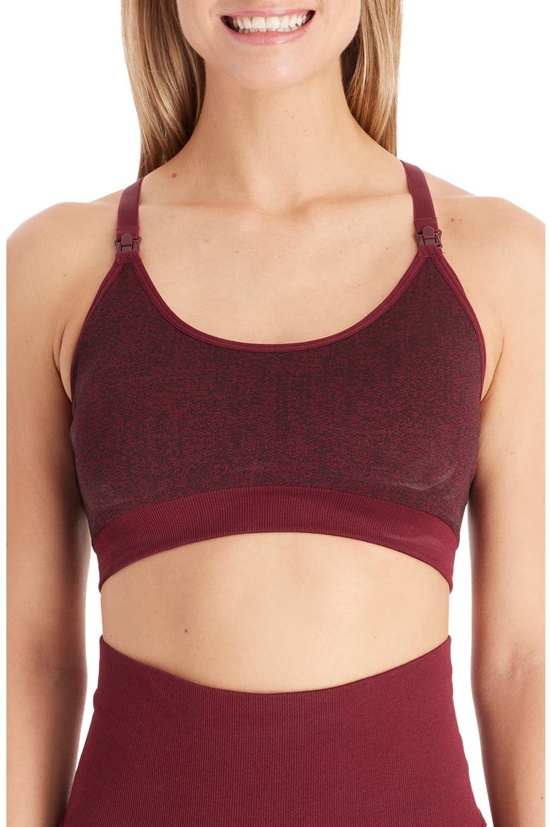 Seamless Nursing Sports Bra, Main, color, BURGUNDY JACQUARD