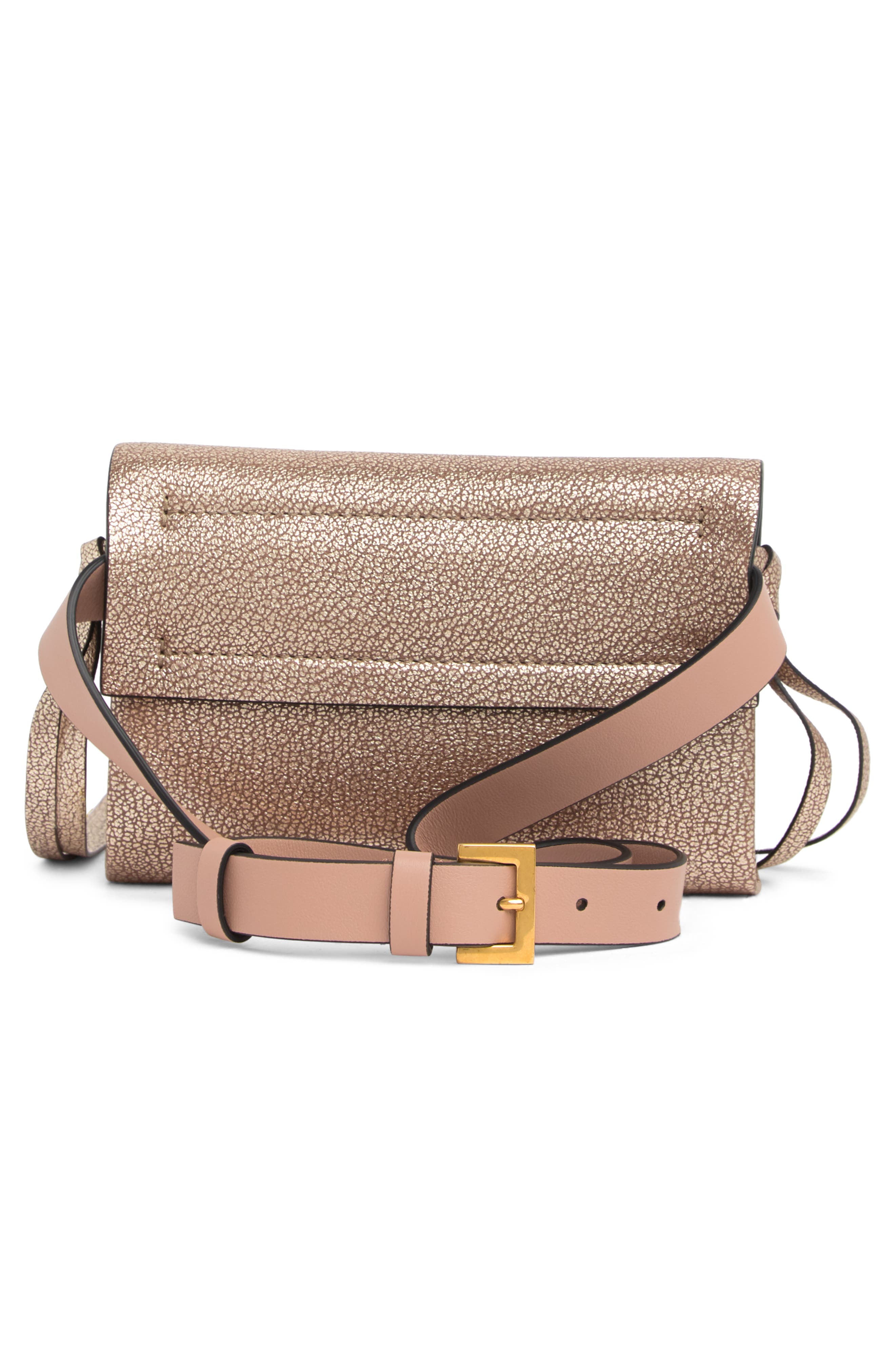 Valentino VLOGO Glitter Leather Belt Bag, Alternate, color, 