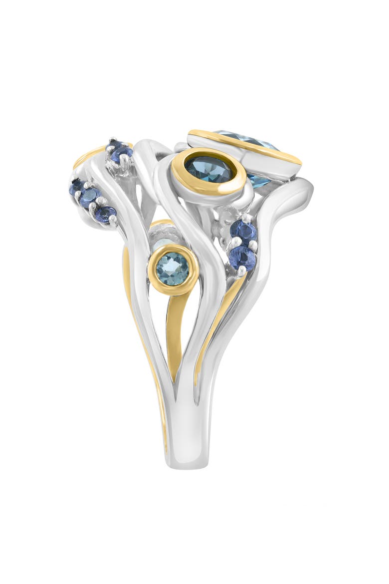 Bezel Set Blue Topaz Cluster Ring, Alternate, color, BLUE