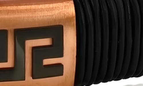 Blackjack Stainless Steel Greek Key Woven Leather Bracelet