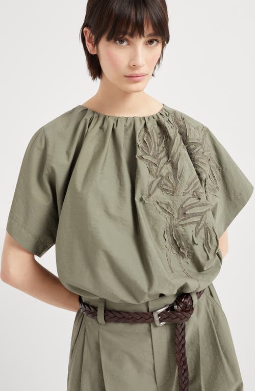 Brunello Cucinelli Herbarium-appliqué Blouse In Green