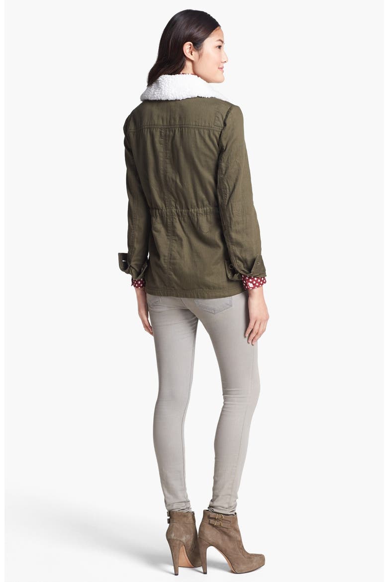Removable Faux Shearling Collar Utility Jacket, Alternate, color, OLIVE TUSCAN