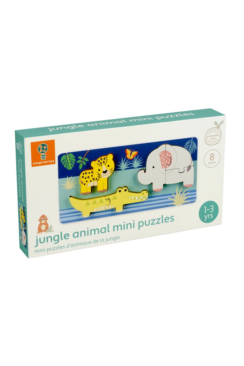 Jungle Animals Mini Puzzles, 8 Wooden Pieces, Kids Ages 1+, Alternate, color, Multicolored