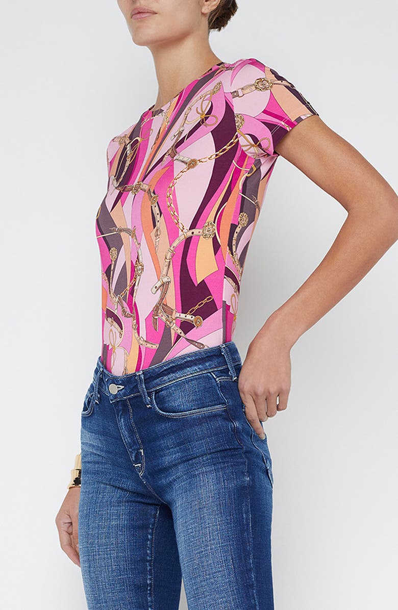 L'AGENCE Ressi Swirl Print T-Shirt, Alternate, color, Pink Buckle Swirl