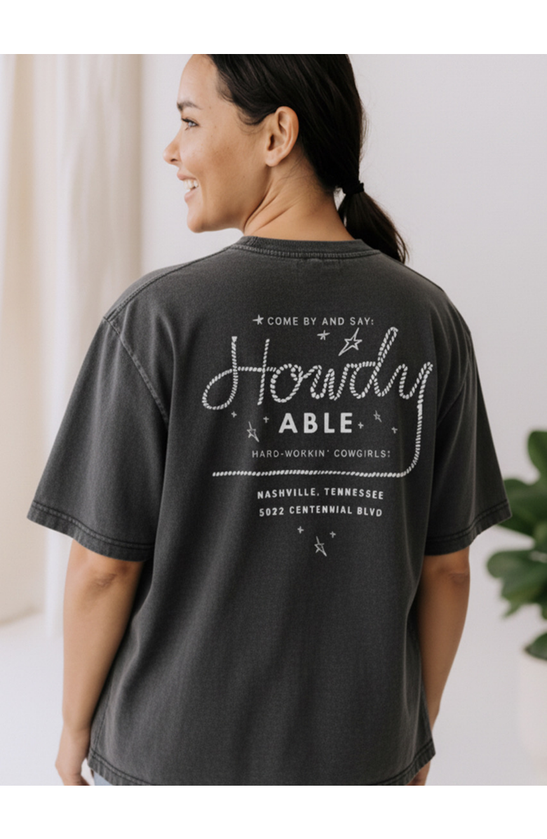 ABLE Say Hi Short Sleeve Tee Black Stone XS, Main, color, Black Stone