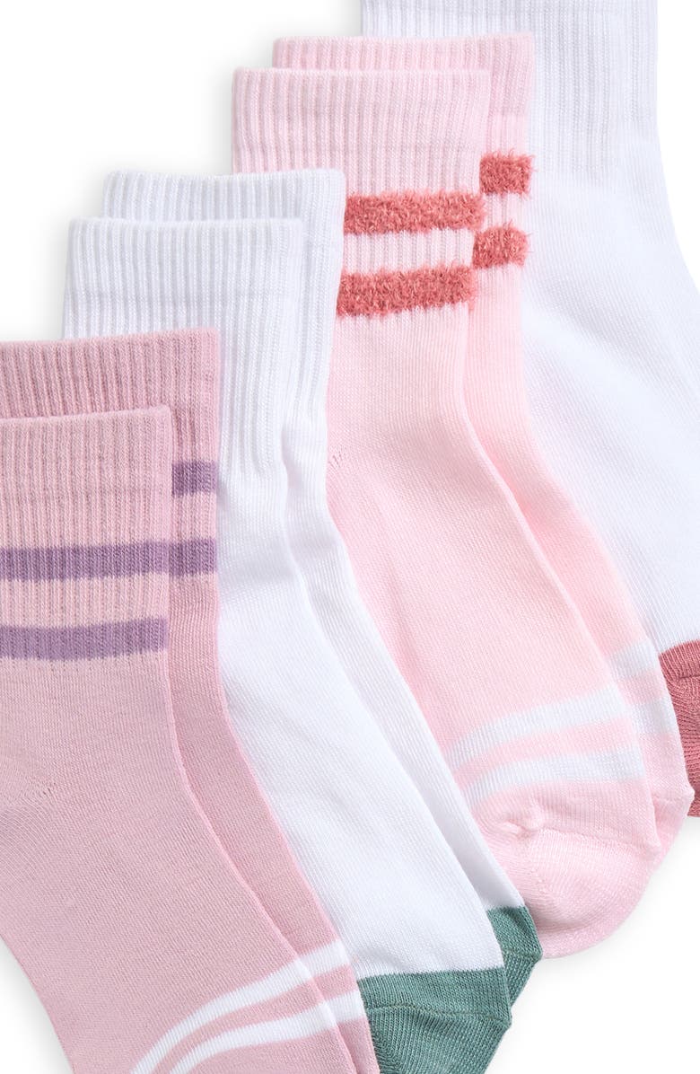 Capelli New York Kids' Assorted 8-Pack Stripe Quarter Socks, Alternate, color, Pink Combo