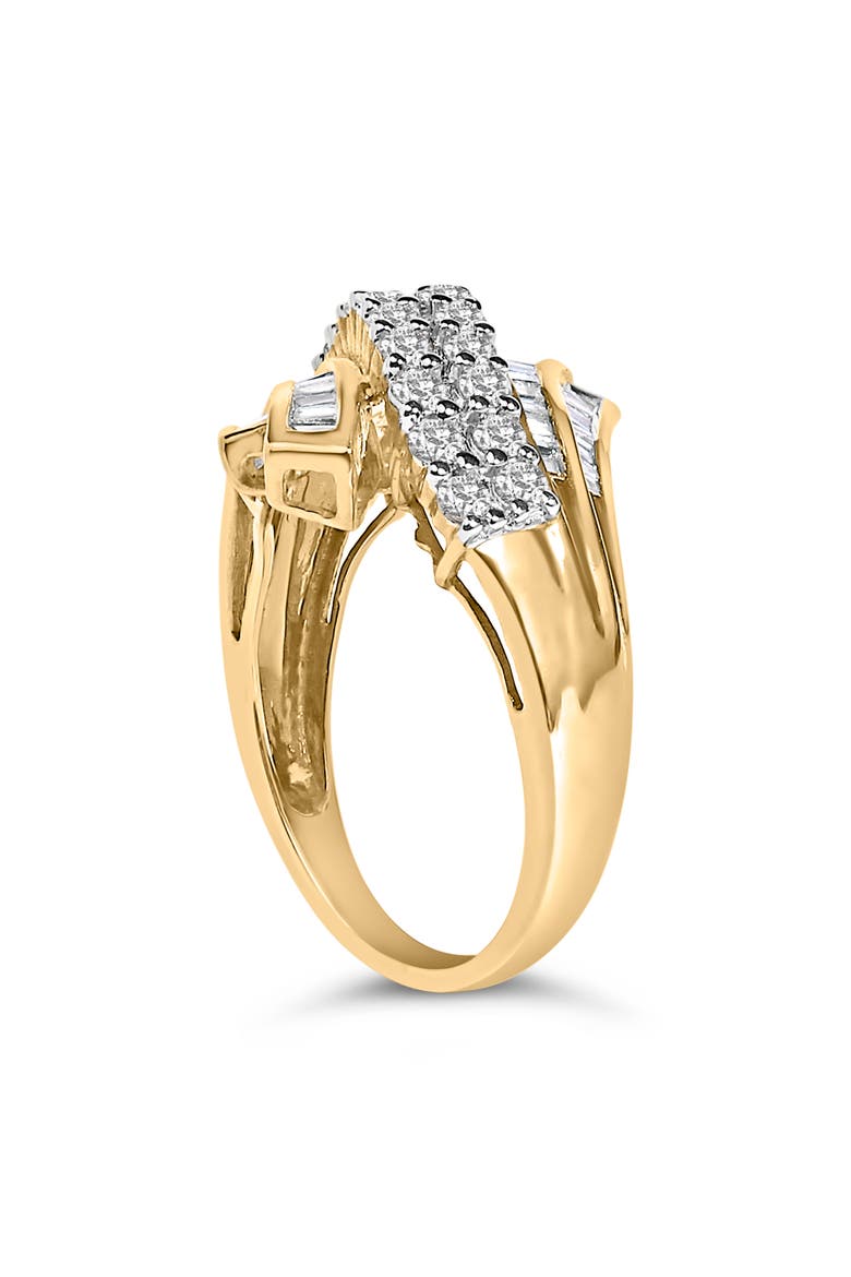 10K Gold 1.0 Cttw Diamond Bypass Style Modern Statement Ring, Alternate, color, Yellow Gold