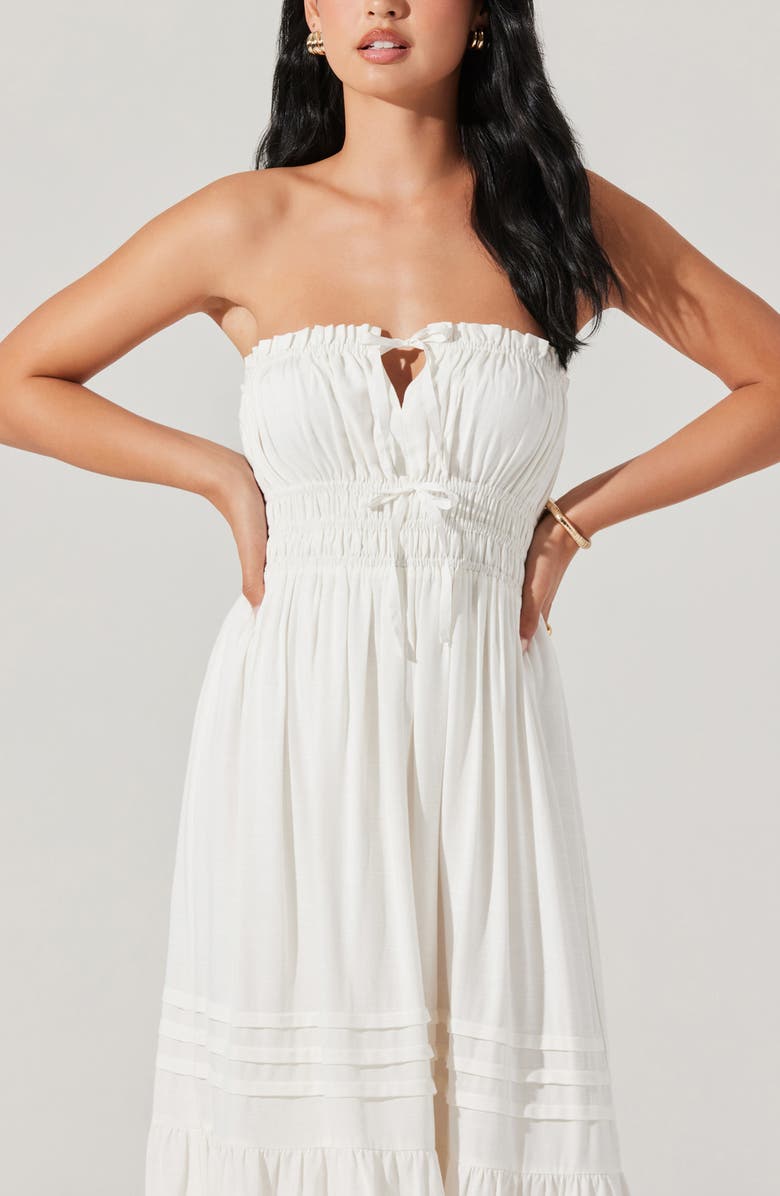 ASTR the Label Aubrie Strapless Midi Sundress, Alternate, color, White
