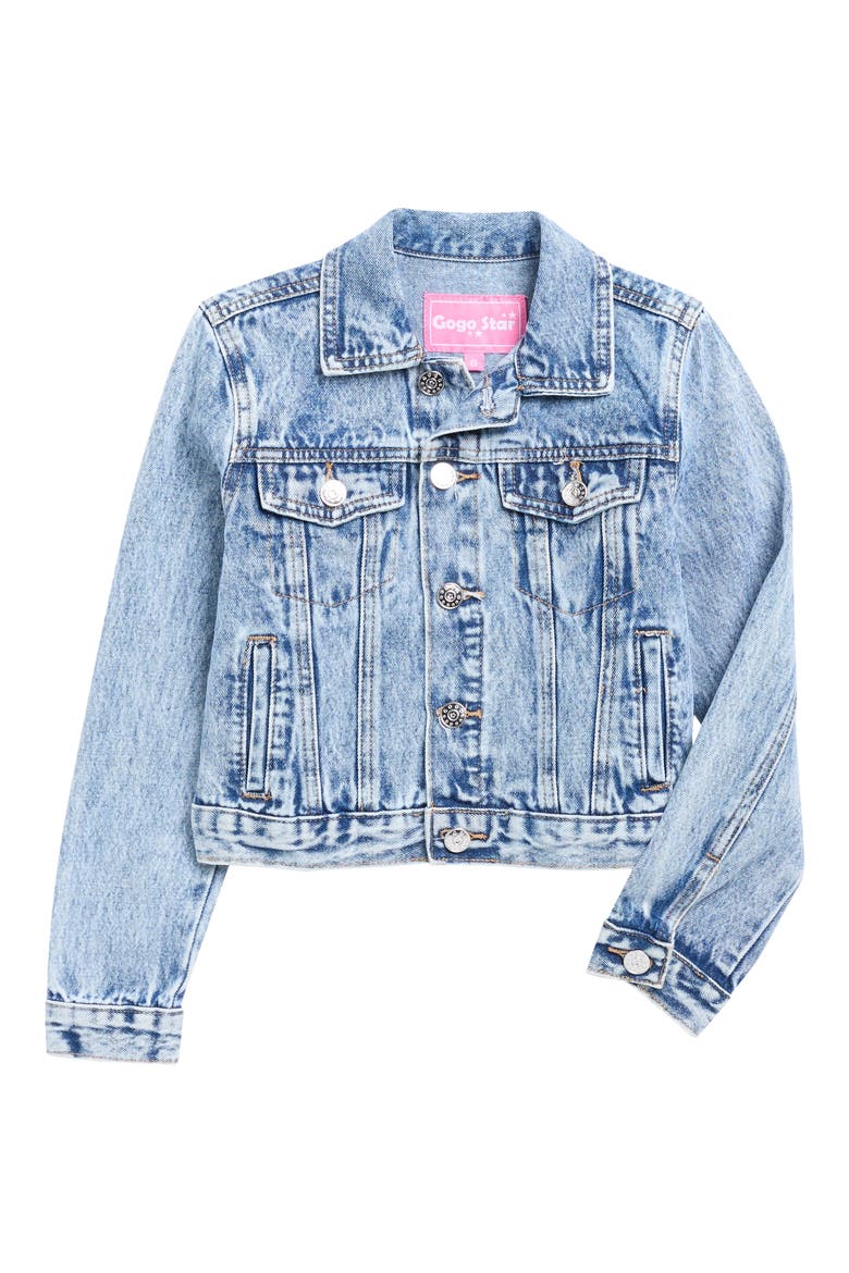 Kids' Heart Patch Acid Wash Denim Jacket, Main, color, ACID WASH