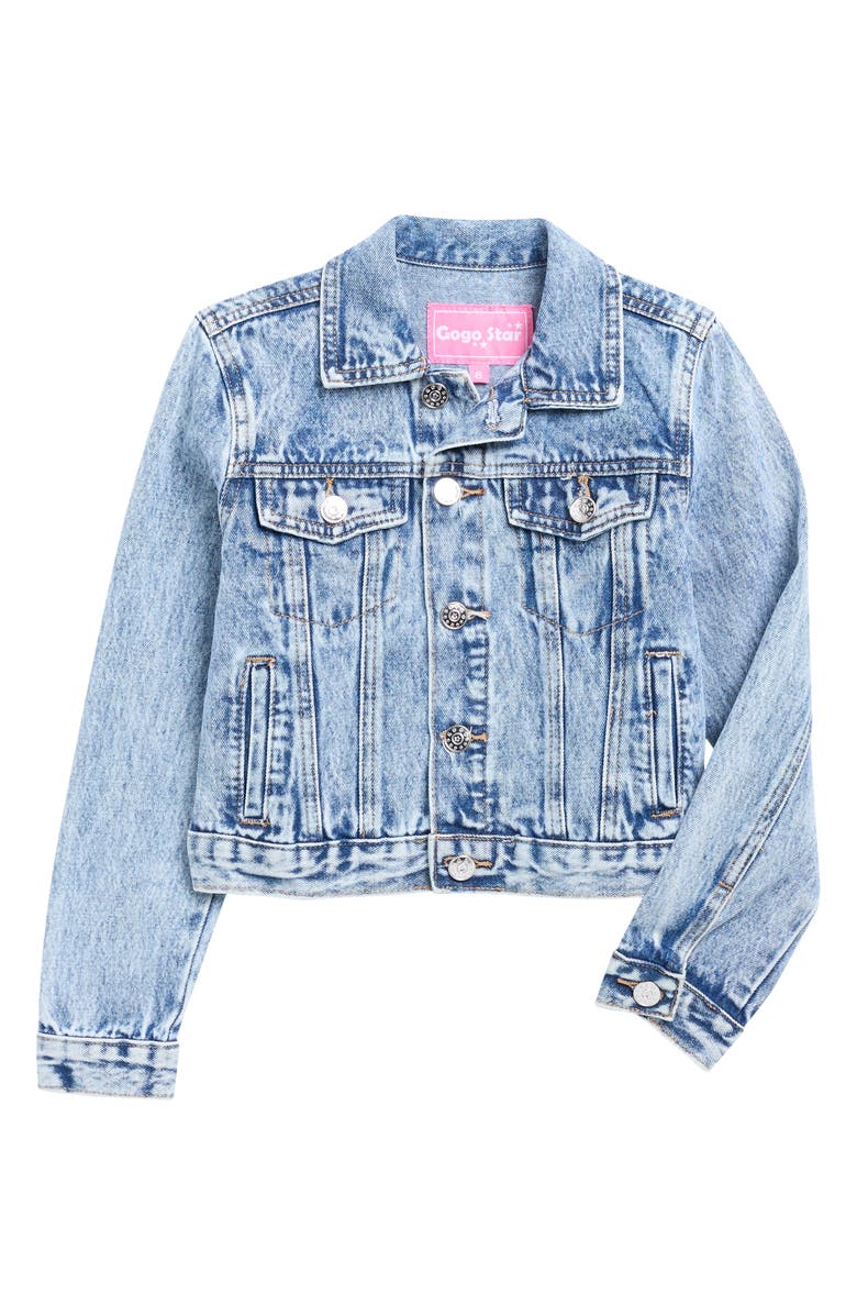GOGO STAR Kids' Heart Patch Acid Wash Denim Jacket, Main, color, Acid Wash