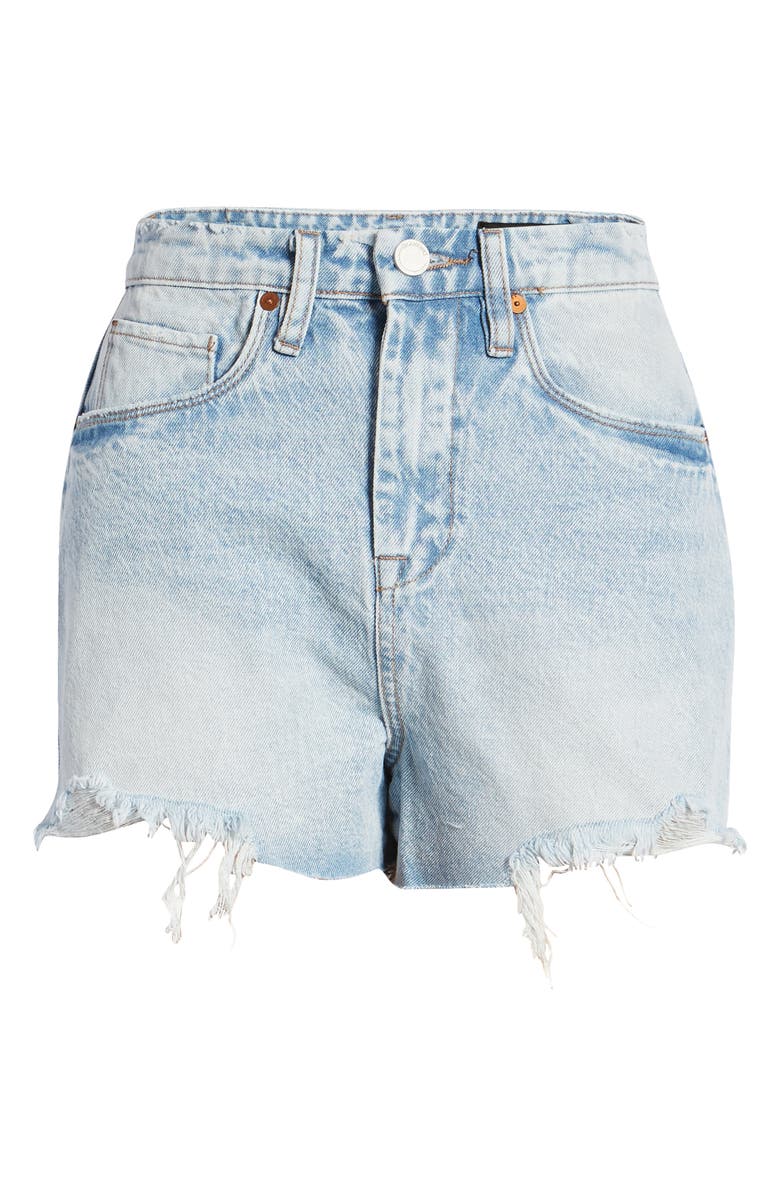 BLANKNYC The Reeve Frayed High Waist Denim Shorts, Alternate, color, 