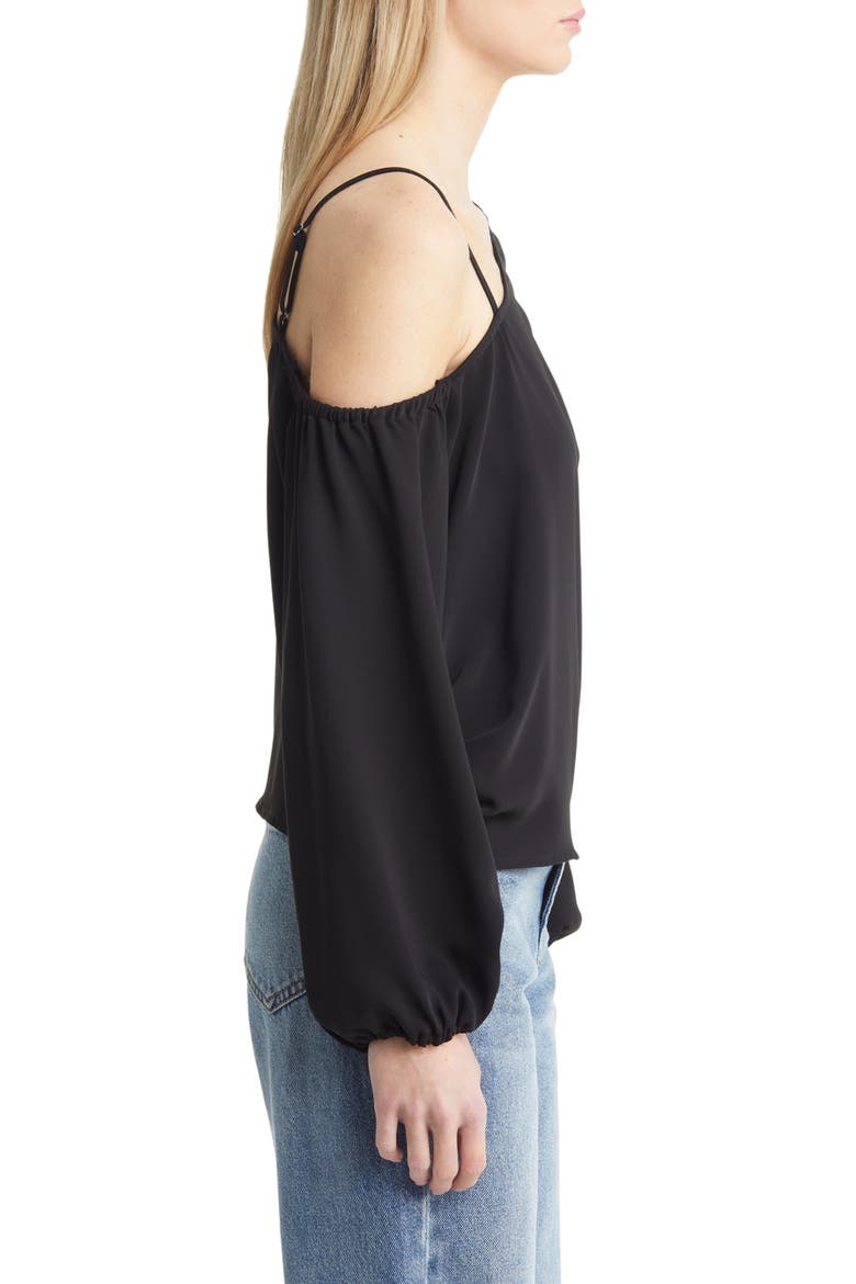 Pleated Asymmetric Top, Alternate, color, BLACK