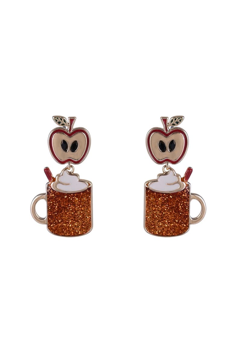 Apple Cider Mug Earrings, Alternate, color, Orange