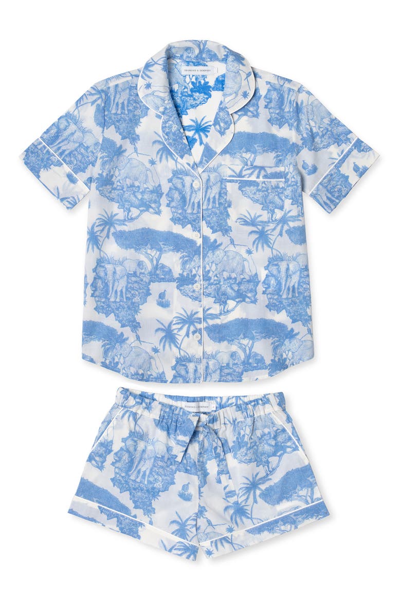 Print Cotton Short Pajamas, Alternate, color, LOXODONTA BLUE