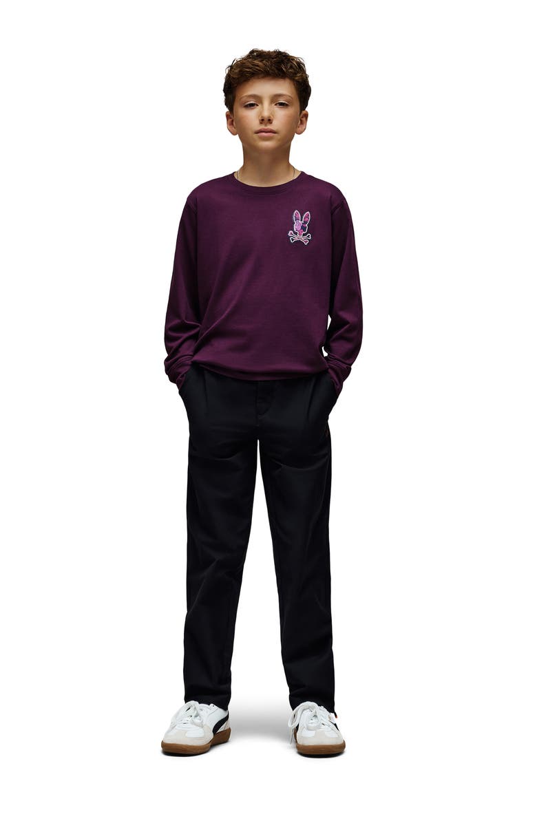 Psycho Bunny Kids' Rowen Pima Cotton Graphic T-Shirt, Alternate, color, Potent Purple