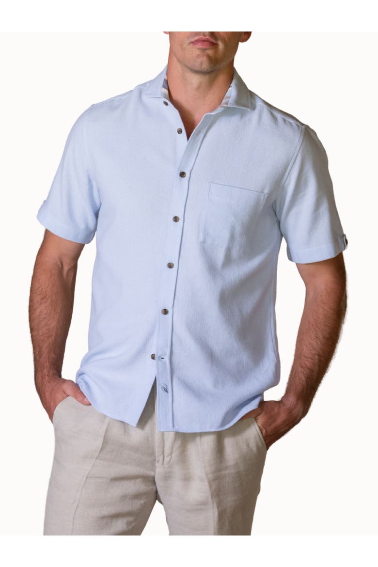 Cotton Short Sleeve Sack Weave Shirt, Main, color, Light Blue