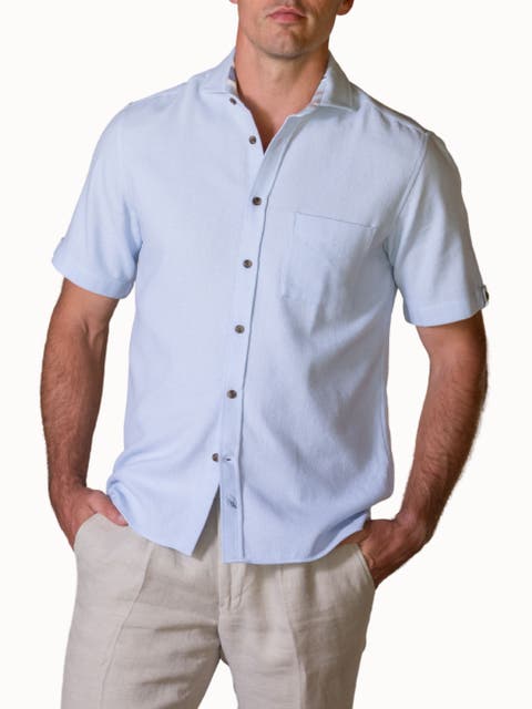 Cotton Short Sleeve Sack Weave Shirt