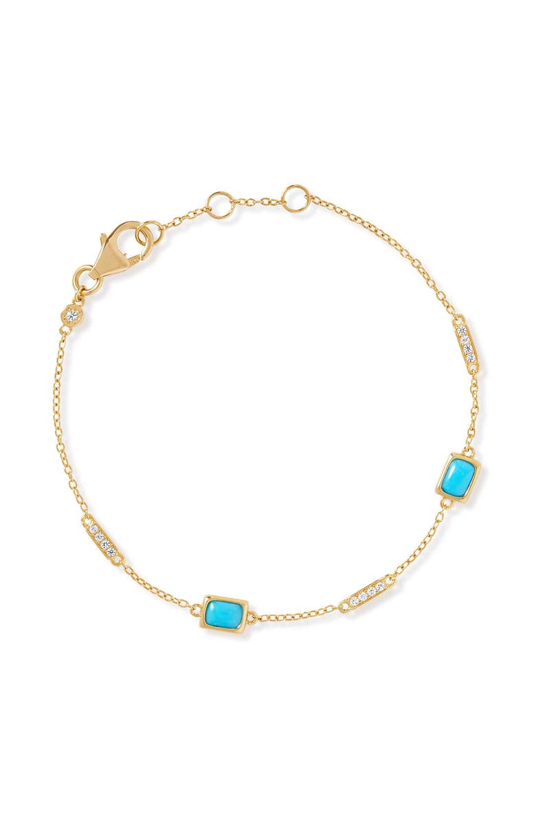 Astley Clarke Gold Aurora Ridge Green Chalcedony Station Bracelet, Main, color, Gold