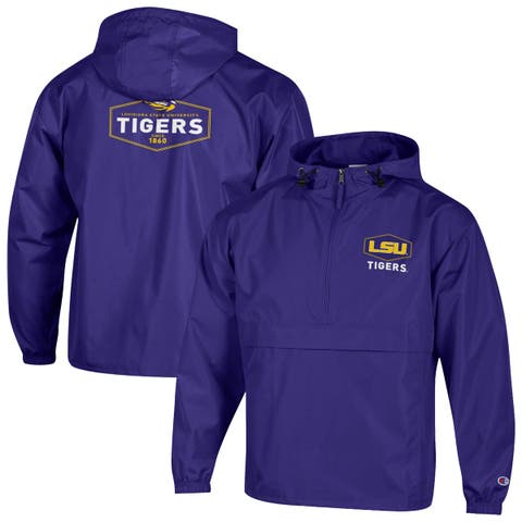 Men's Champion Purple LSU Tigers Delay Packable Half-Zip Jacket
