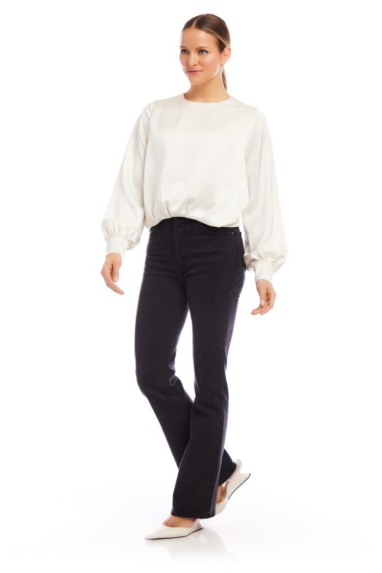 Long Sleeve Blouson Satin Top, Alternate, color, CREAM