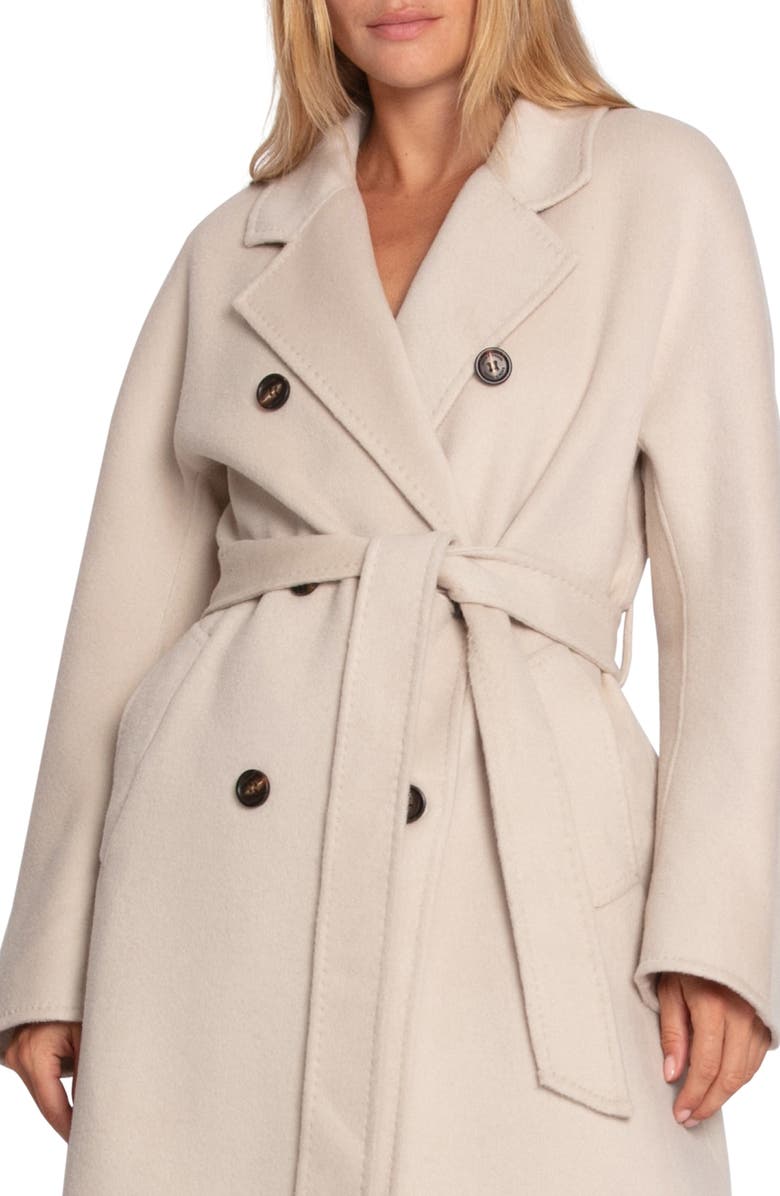 Belle & Bloom Real Love Double Breasted Maxi Coat, Alternate, color, Pearl