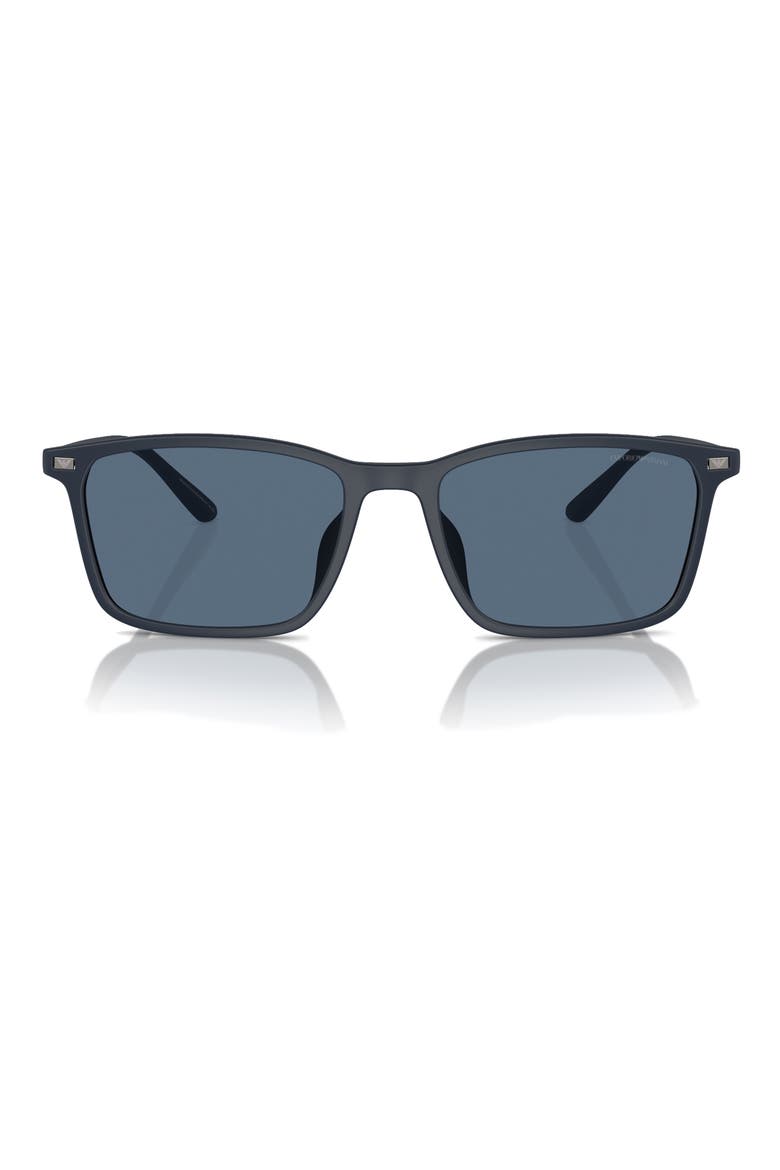 56mm Rectangle Sunglasses, Main, color, MATTE BLUE / DARK BLUE