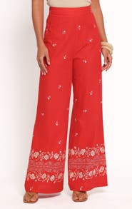 Petal & Pup Ilara Floral Print Linen Blend Wide Leg Pants