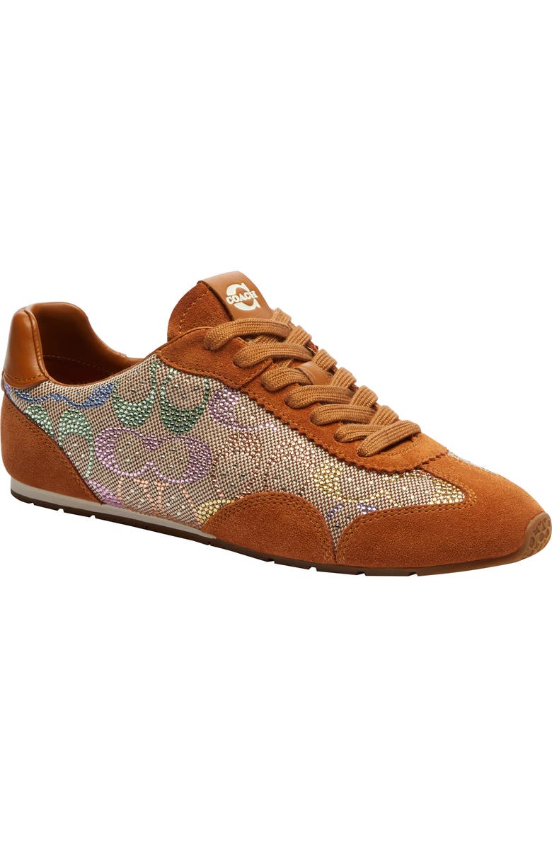 COACH Logo Mixed Media Sneaker, Main, color, Light Tan Multi