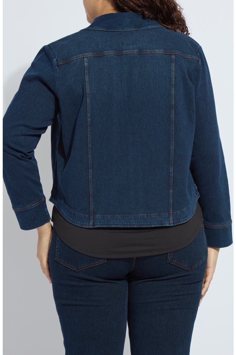 Curve Hem Denim Jacket, Alternate, color, INDIGO