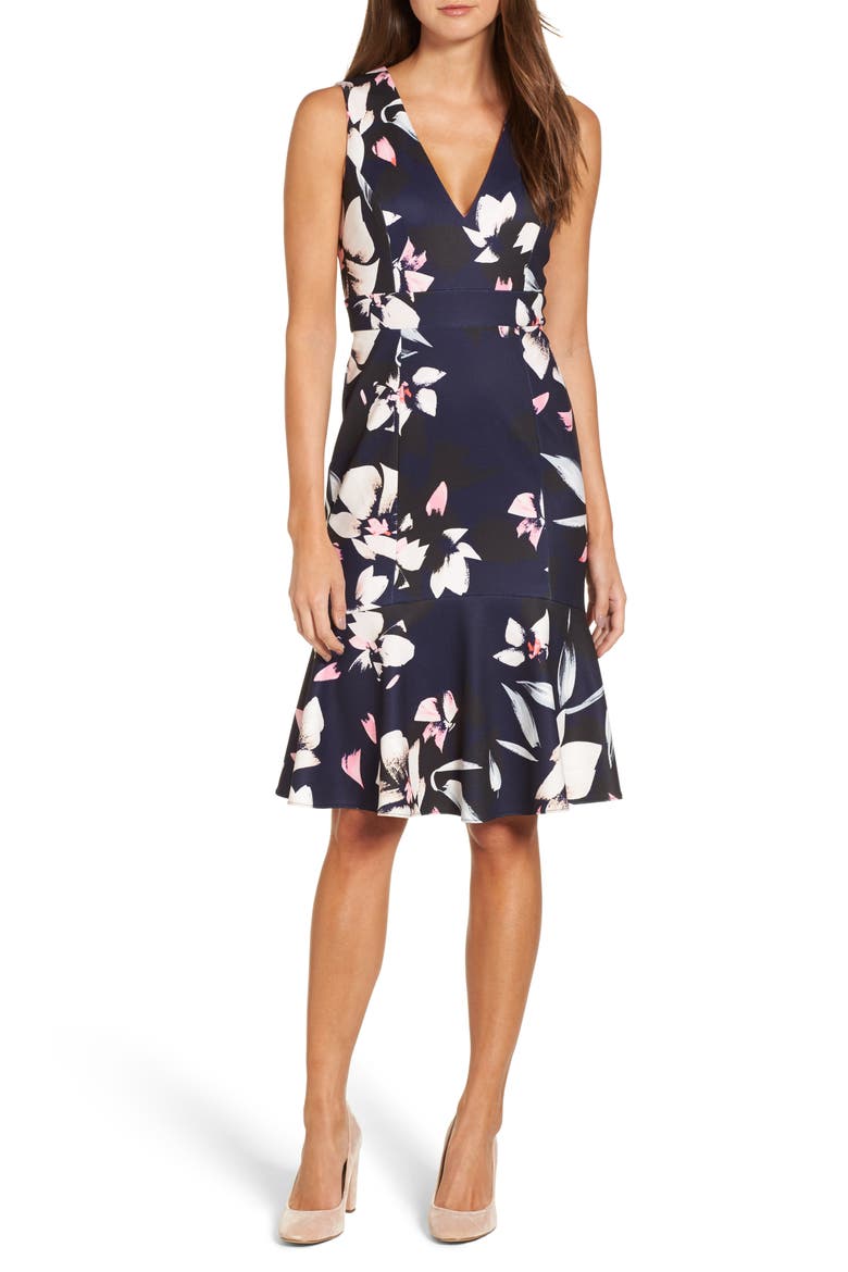 Stretch Fit & Flare Dress, Alternate, color, BLUE MULTI