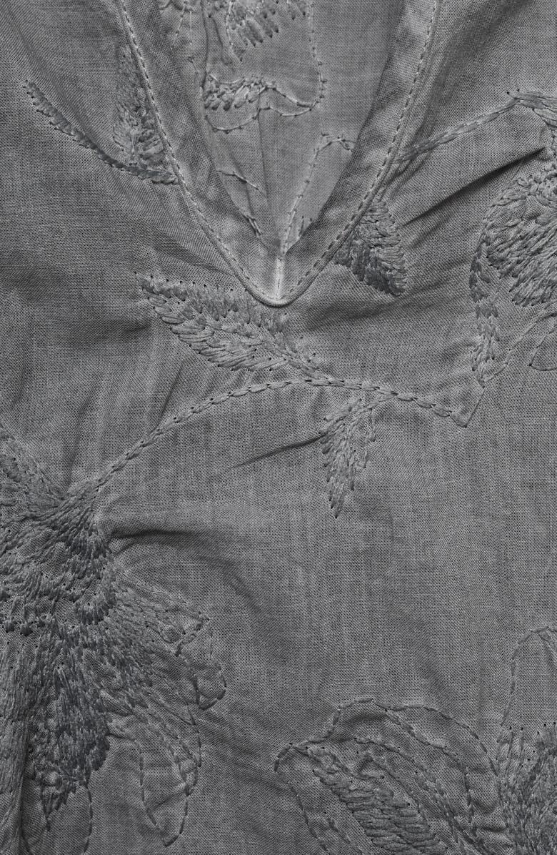 MANGO Overdyed Embroidered Cotton Nightgown, Alternate, color, Medium Grey