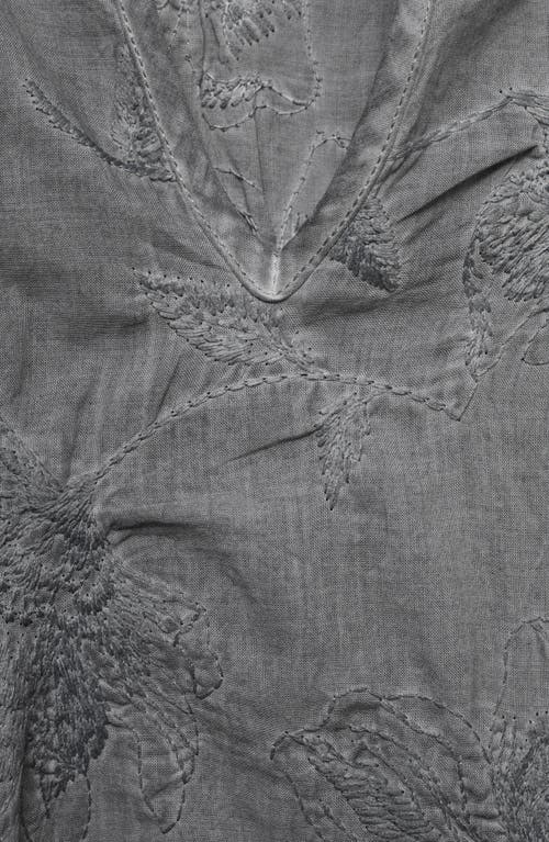 Mango Overdyed Embroidered Cotton Nightgown In Gray