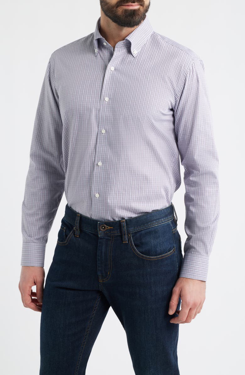 Peter Millar Crown Crafted Marco Cotton Button-Up Shirt, Main, color, Purple Fig