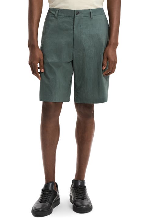 Flat Front Nylon Bermuda Shorts