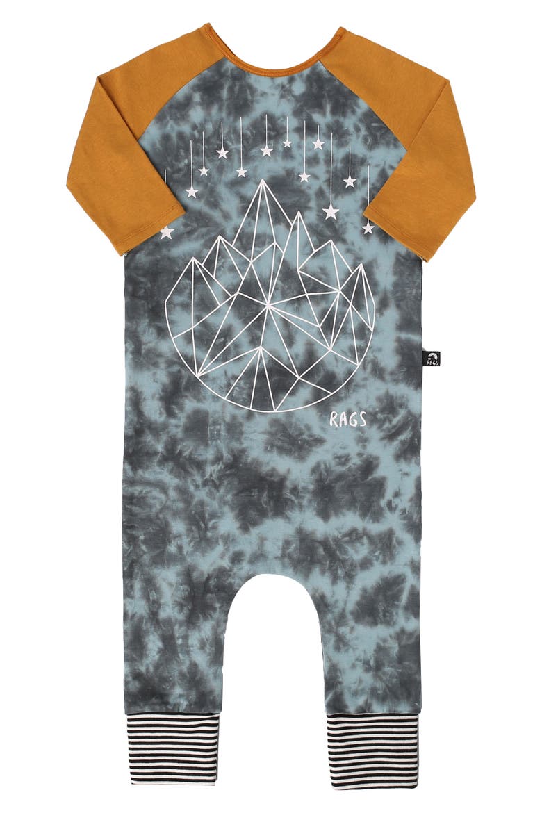 RAGS Geo Star Acid Wash Romper, Main, color, STONE BLUE